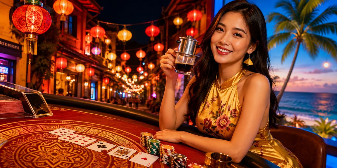 Người chơi Hà Nội thưởng thức baccarat live casino trên điện thoại bên ly cà phê buổi chiều
