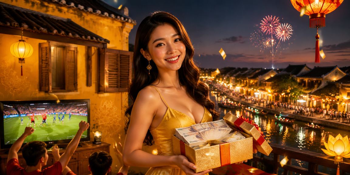 Người dùng Hội An kiểm tra giao dịch tài chính tại chợ đêm trên điện thoại di động